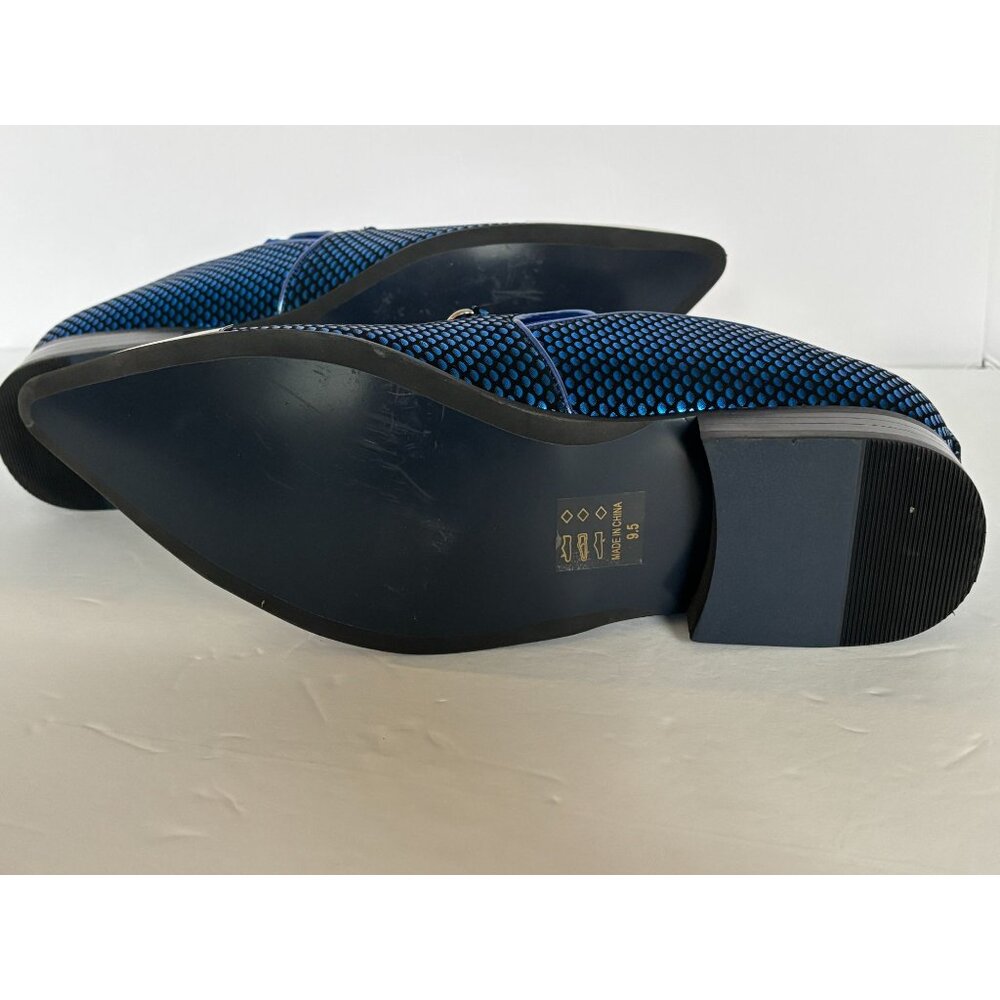 Parrazo Premium Cristiano 05 Mens Dress Loafers 9.5 Blue Black Pointy Metal Tip - Picture 11 of 13